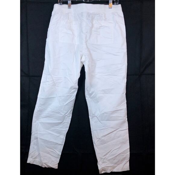 Talbots Womens Pants White High Rise Pull On Drawstring Ankle 100% Cotton 10 - Picture 9 of 11